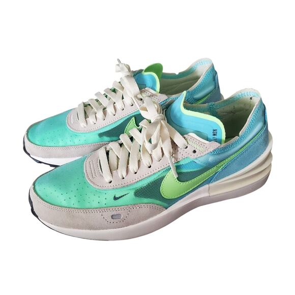 Nike Shoes Waffle One Bleached Aqua &Lime Glow 2021 Women’s 7 Gray Saude Sneaker - Picture 1 of 14